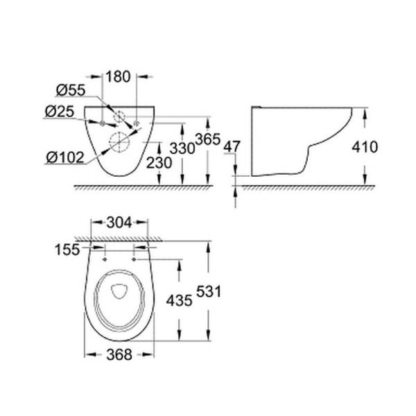 Унитаз Grohe Bau Ceramic 39427000 подвесной безободковый