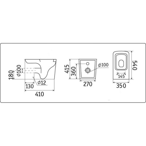 Унитаз CeramaLux NS-3170 54 см приставной безободковый микролифт