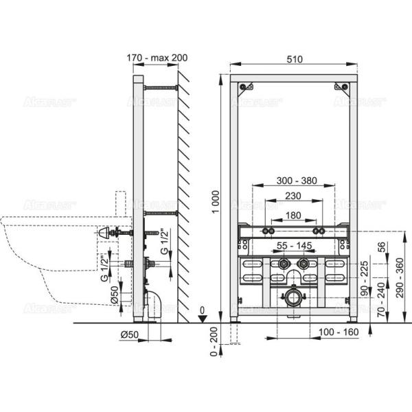 Монтажная рама AlcaPlast A105/1000 для биде