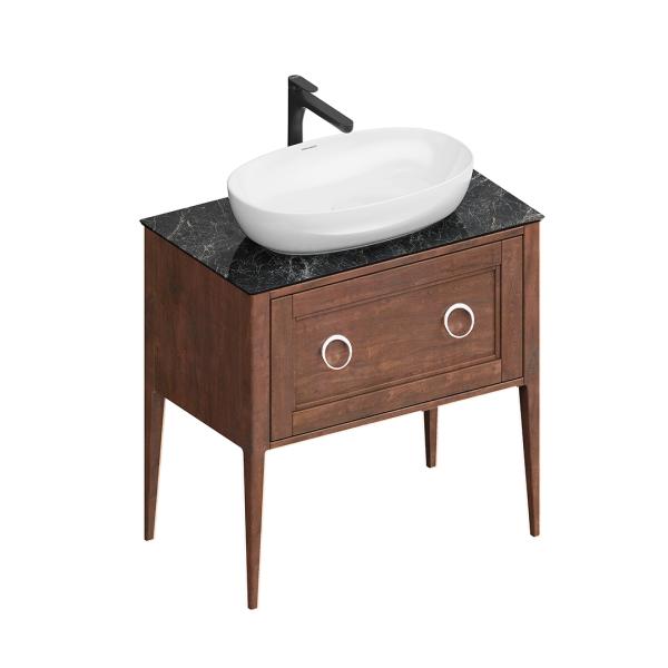 Kerama Marazzi Plaza Classic Тумба напольная 80см, 1+1 ящик, цвет: орех матовый