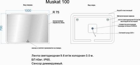 Зеркало Veneciana MUSKAT 1000х700 светодиодное