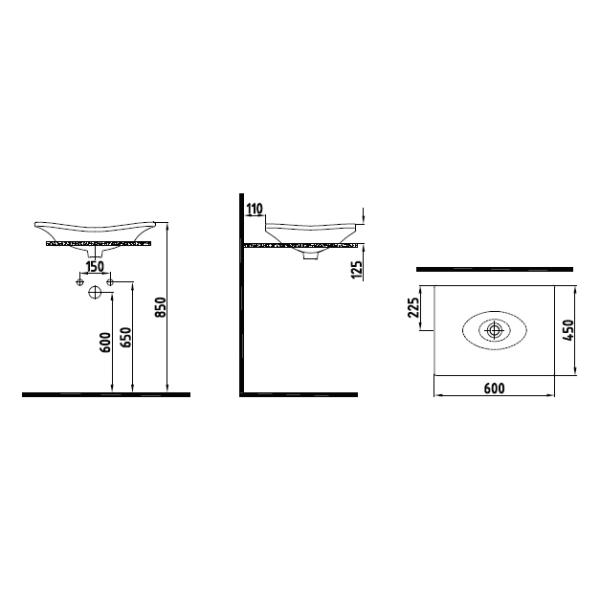 Раковина Bien LOTUS 60 см на столешницу LTLU06001FD0W3000