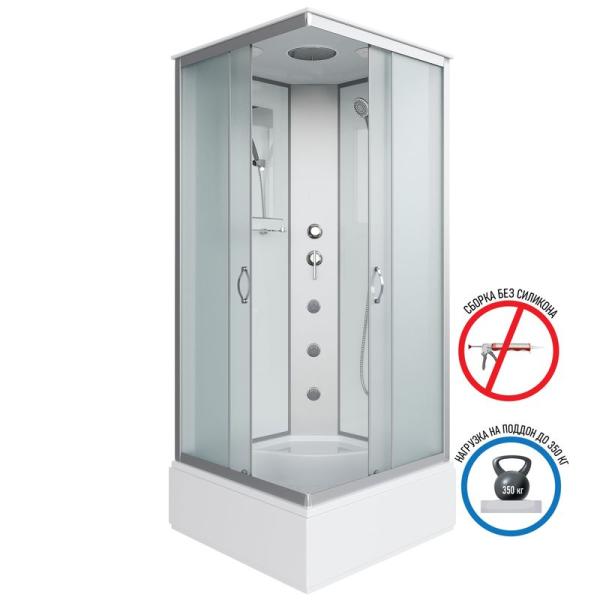 Душевая кабина Niagara NG-1108-14G 900х900х2150 средний поддон 26см стекло матовое с полкой