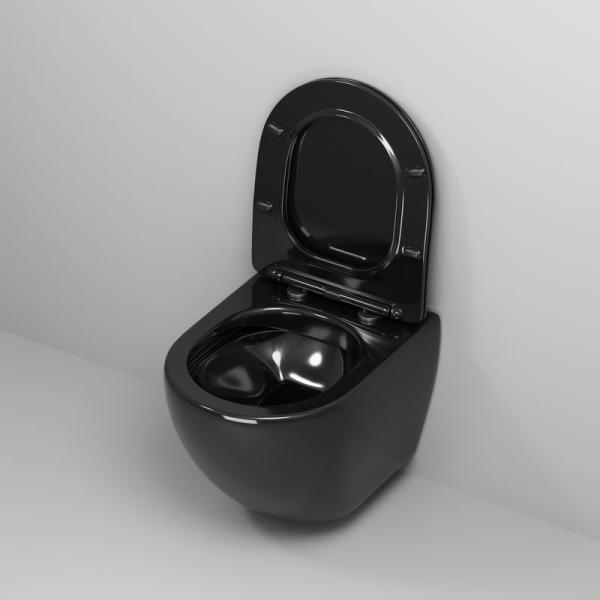 Унитаз Grossman GR-4455BS Color (485*365*360) ЧЕРНЫЙ подвесной Безободковый  с тонкой крышкой