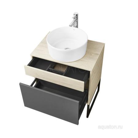 Тумба под раковину AQUATON Лофт Урбан 65 серый графит, дуб орегон 1A254001LQX60