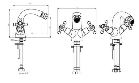 Смеситель для биде Boheme ROYAL CRYSTAL 316-Royal/CRST бронза