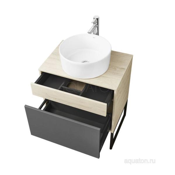 Тумба под раковину AQUATON Лофт Урбан 65 серый графит, дуб орегон 1A254001LQX60