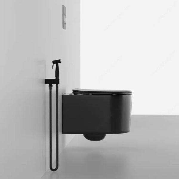 Унитаз Cerutti SPA TANARO Aria MB подвесной безободковый черный матовый CT9238 (490х365х355)