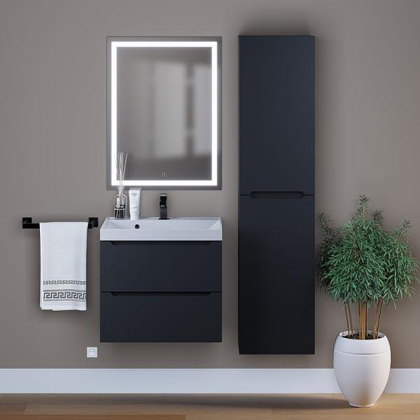 Шкаф-пенал для ванной Uperwood Tanos 33*27*150 см, подвесной, черный матовый левый