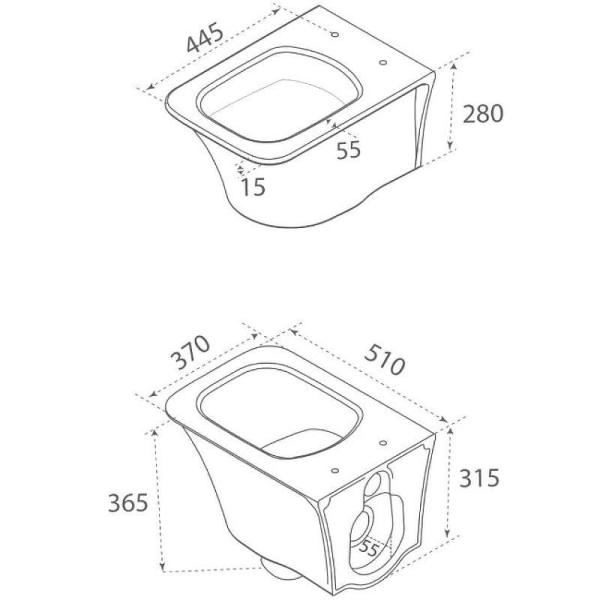 Унитаз подвесной безободковый Boheme Mirage 965-W Белый глянец (без крышки)