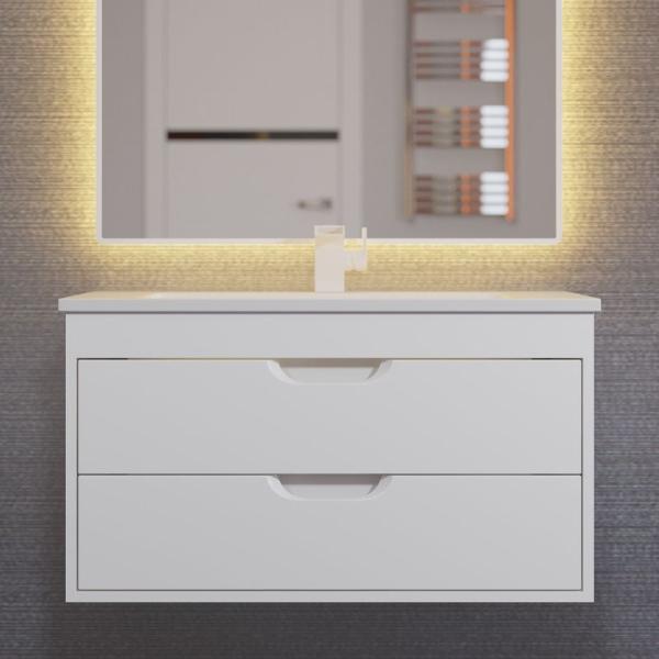 Тумба под раковину для ванной Uperwood Modul 80 см, подвесная, глянцевая, белая