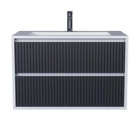 Тумба под раковину для ванной Uperwood Next Premium подвесная, 100 см, белая/графит, 2 ящика