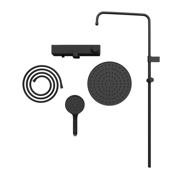 Душевая система VitrA Core Round A4730936EXP с термостатическим смесителем и ручным душем матовая черная