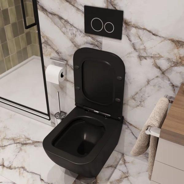 Унитаз Cerutti SPA MIMI Aria MB подвесной безободковый черный матовый CT8920 (510х350х355)