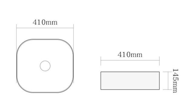 Раковина SantiLine SL-1106MB 41x41 на столешницу керамическая Матовый черный