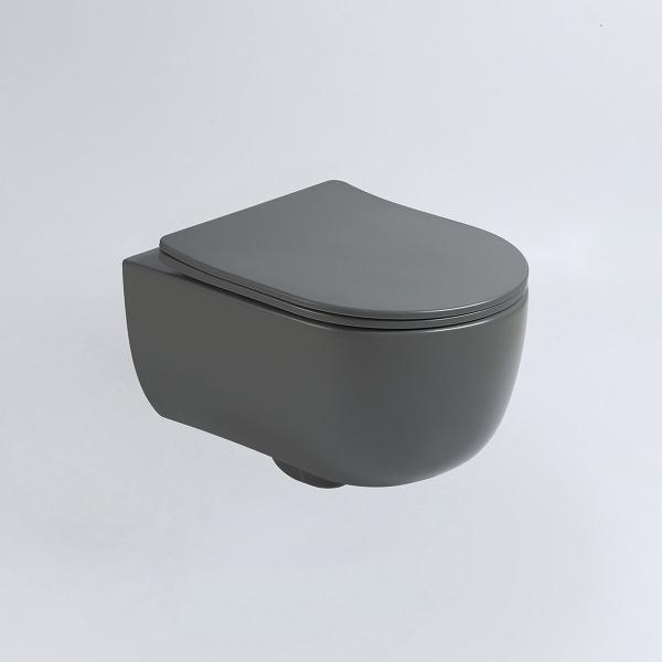 Унитаз подвесной Vincea Evo VT1-34SMA безободковый, цвет антрацит матовый, ультратонкое soft-close сиденье