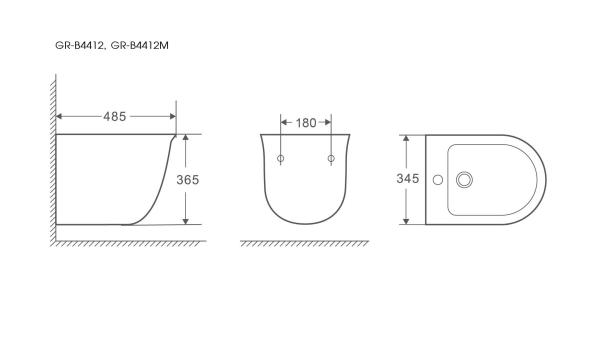 Биде Grossman GR-B4412M (485*345*365)  подвесное, белый матовый