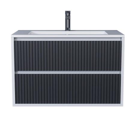 Тумба под раковину для ванной Uperwood Next Premium подвесная, 100 см, белая/графит, 2 ящика