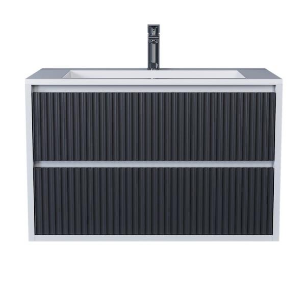 Тумба под раковину для ванной Uperwood Next Premium подвесная, 100 см, белая/графит, 2 ящика