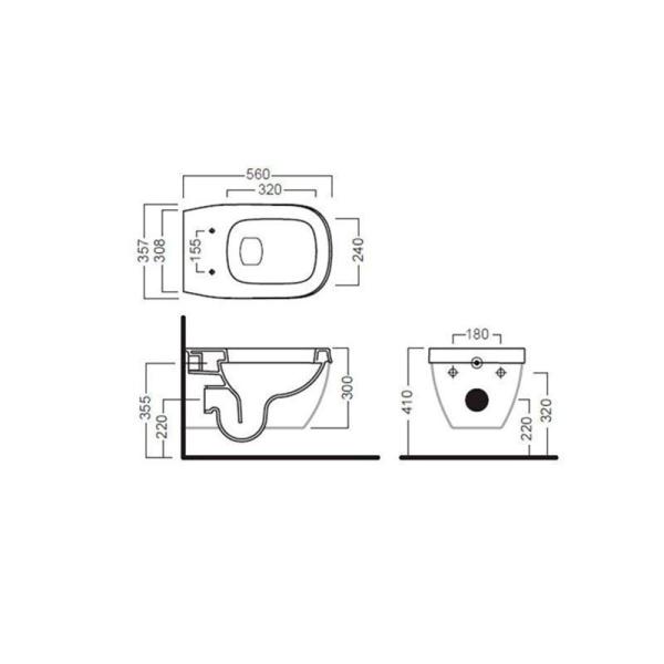 Унитаз Hatria G FULL YXX6 безободковый подвесной без накладки, белый