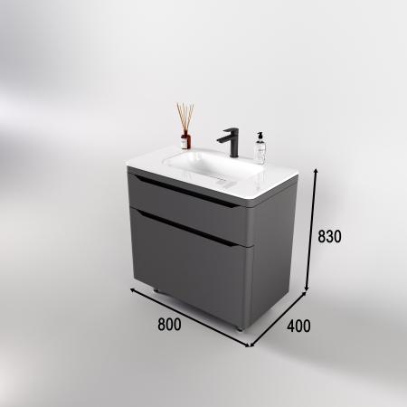 Тумба напольная Style Line Марелла 80 (2 ящ.) Люкс антискрейтч серый, PLUS