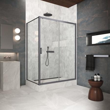 Душевой уголок Vegas-glass ZP+ZPV Protec h1900 145*75 06 01, профиль GunMetal, стекло прозрачное