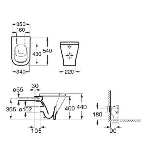 Комплект Roca Gap 893109000 унитаз приставной со скрытым бачком и клавишей смыва, сиденье микролифт