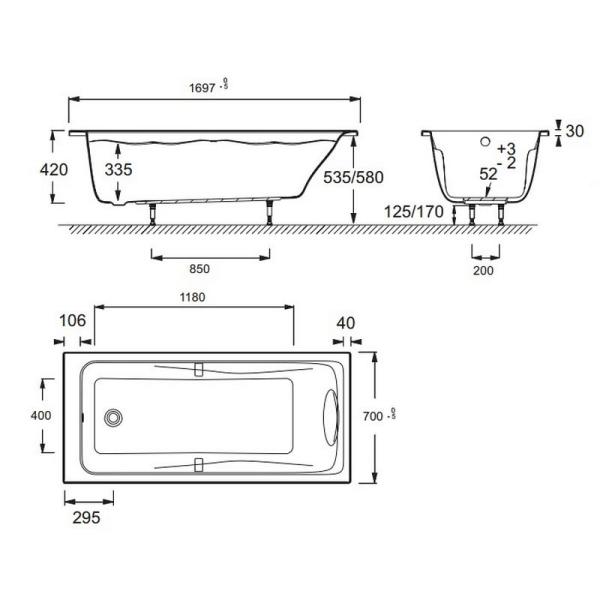 Ванна Jacob Delafon ODEON UP E6080RU-00 170x70 см