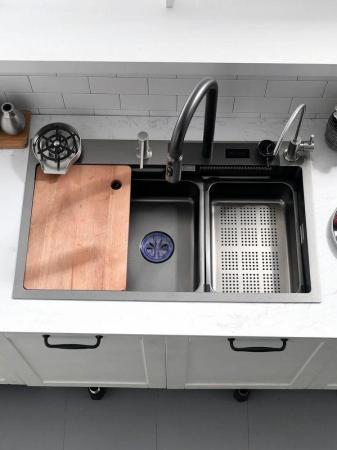 Мойка кухонная Esbano CASCADE-2 750х450х220 оружейная сталь PVD покрытие