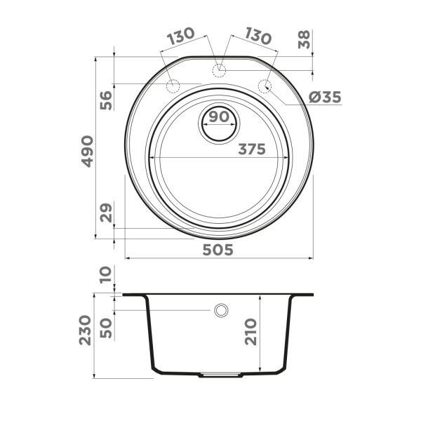 Кухонная мойка Omoikiri Miya 50R-GR Tetogranit/leningrad grey 4993582