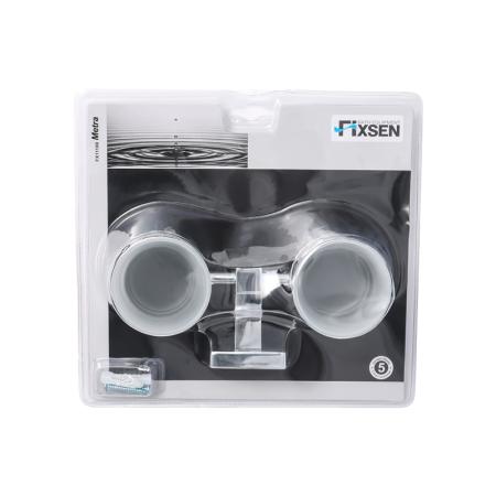 Стакан для ванной комнаты двойной FIXSEN METRA FX-11107, хром