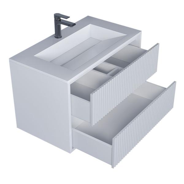 Тумба под раковину для ванной Uperwood Next Premium подвесная, 100 см, белая, 2 ящика