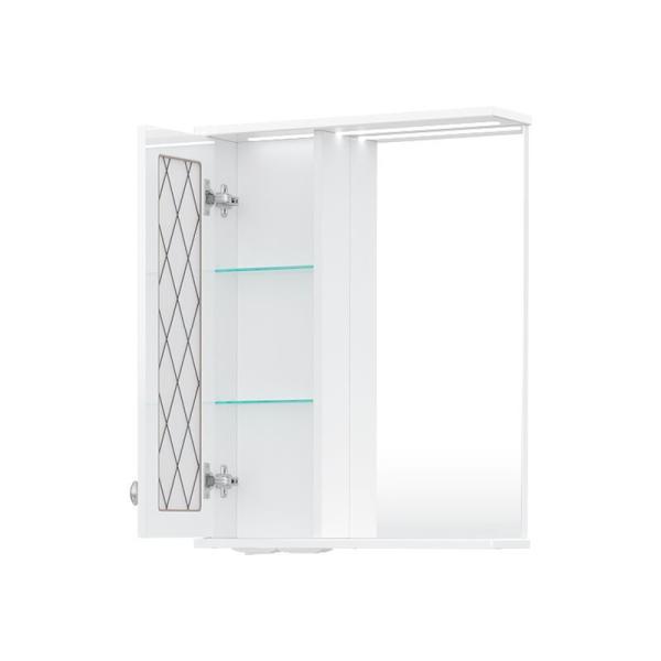 Зеркало-шкаф с LED подсветкой Volna Milena 55 левое белый глянец