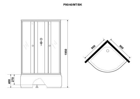Душевая кабина Niagara Promo P90/40/MT/BK (900х900х1950)