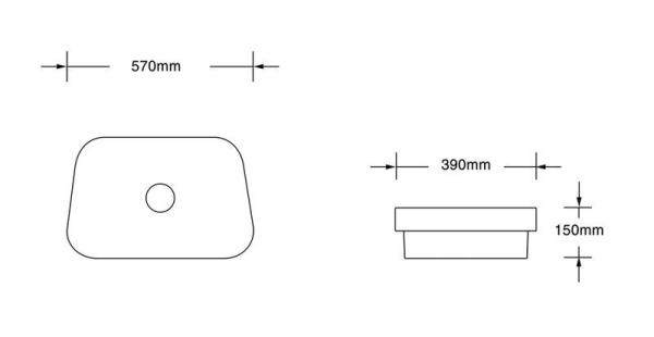 Раковина Cerutti SPA CR0023 накладная, белая, трапеция 570х390х150