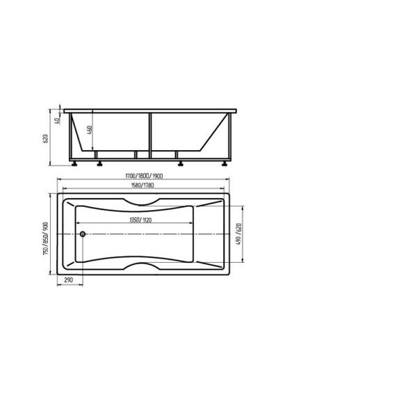 Ванна АКВАТЕК Феникс 160х75 без гидромассажа с фронтальным экраном