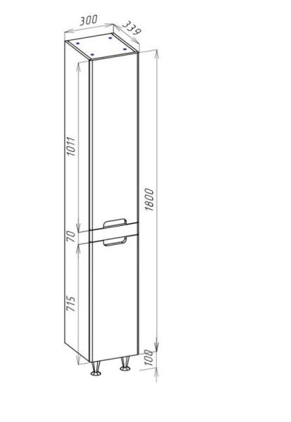 Пенал-30 Bellezza Грейс R без б/к скала серая