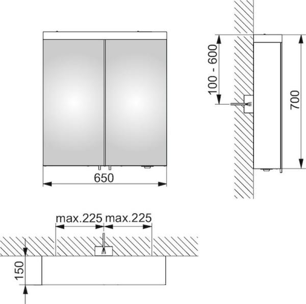 Зеркальный шкаф Keuco Royal Reflex.2 650 x 700 x 150 mm 24202171301