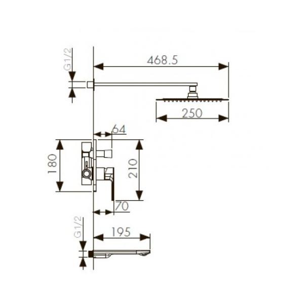 Душевая система KAISER Linear (59077) хром