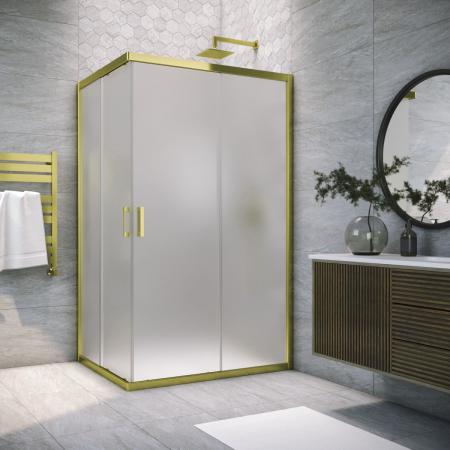 Душевой уголок Vegas-glass ZA-F TUR NOVO 110*90 09 10, профиль золото глянцевое, стекло сатин