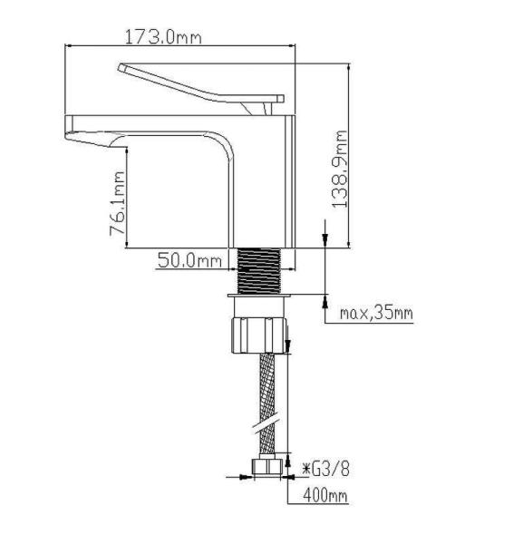 Смеситель NT BAGNO NT1801В VOLNO для раковины черный матовый