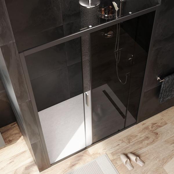 Дверь душевая в нишу AM.PM Gem W90G-140-1-195BG прозрачное, тонированное; профиль черный