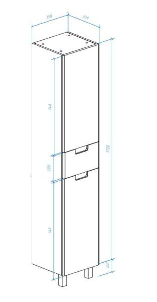 Пенал-35 Bellezza Пегас R с 1 ящ. без б/к красный