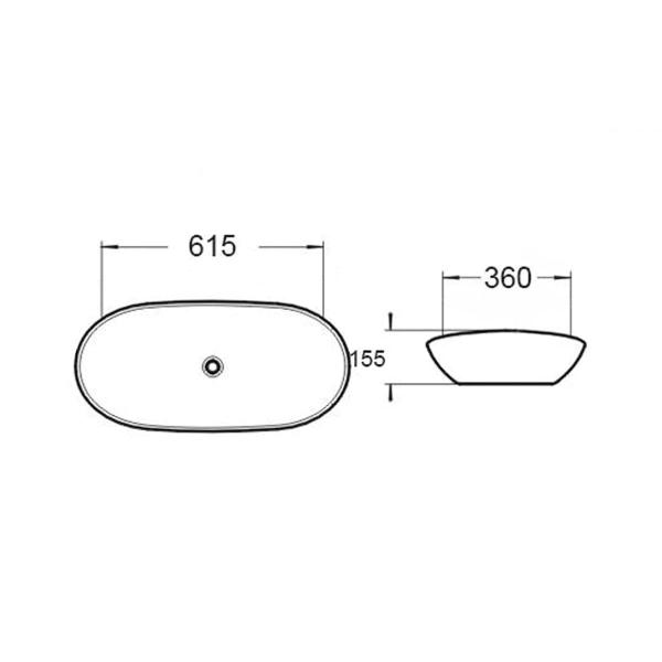 Раковина Vincea VBS-508MB, 615*360*155, накладная, цвет черный матовый