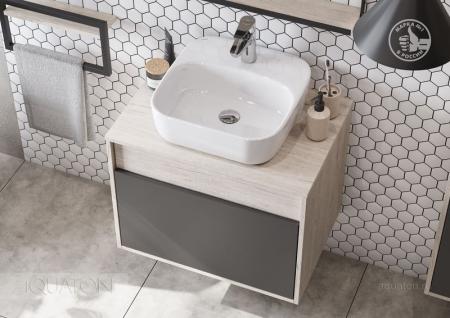 Тумба под раковину AQUATON Лофт Урбан 65 серый графит, дуб орегон 1A254001LQX60