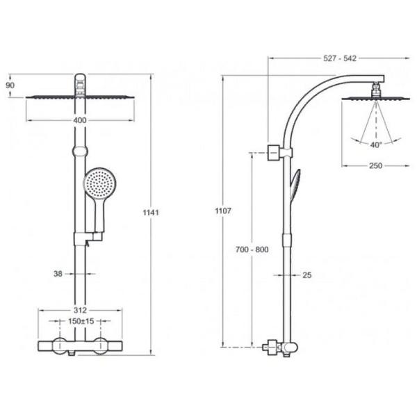 Душевая система Jacob Delafon TALAN E20642-CP термостат для душа,хром