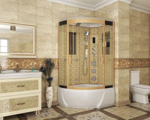 Душевая кабина Niagara Luxe NG-7712GR (800x1200х2150) высокий поддон стенки ЗОЛОТО