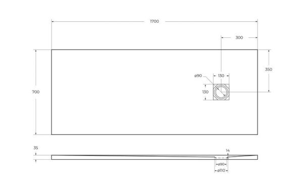 Душевой поддон BelBagno 170x70 искусственный камень белый прямоугольный TRAY-MR-UNO-AH-170/70-35-W-CR