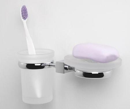 Стакан для зубных щеток WasserKraft Lippe K-6526 c мыльницей хром