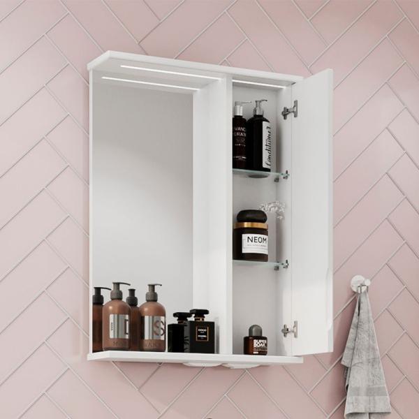 Зеркало-шкаф Volna Adel 50 правый белый глянец